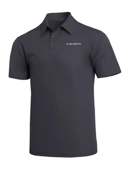 Charcoal Grey Dimension Polo w/I Am Second Logo