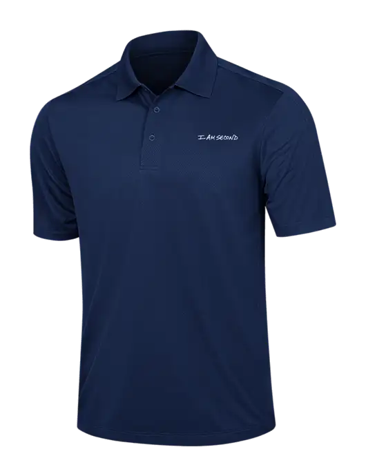 Dark Navy Diamond Textured Jacquard Polo w/I Am Second Logo