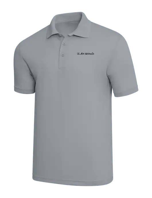 Light Grey PosiCharge RacerMesh Polo w/I Am Second Logo