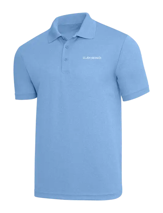 Light Royal Heather PosiCharge RacerMesh Polo w/I Am Second Logo