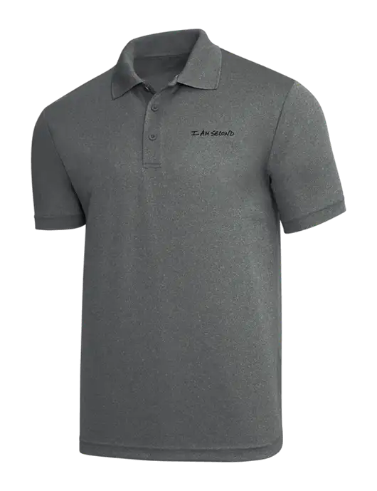 Medium Grey Heather PosiCharge RacerMesh Polo w/I Am Second Logo