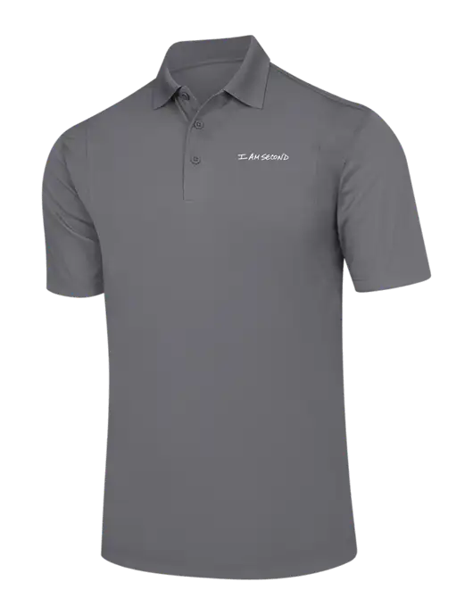 Medium Grey Micropique Sport-Wick Polo w/I Am Second Logo