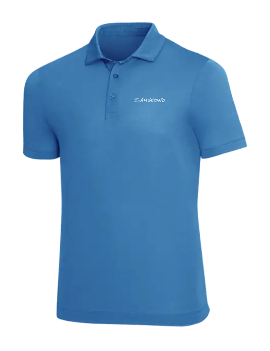 Mercer+Mettle Dark Sapphire Blue Stretch Jersey Polo w/I Am Second Logo