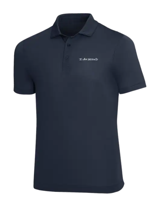 Mercer+Mettle Navy Stretch Jersey Polo w/I Am Second Logo