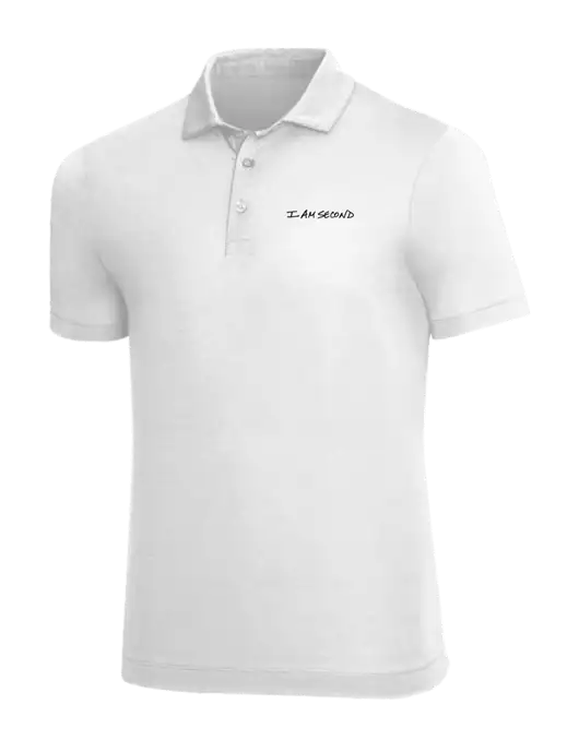Mercer+Mettle White Stretch Jersey Polo w/I Am Second Logo