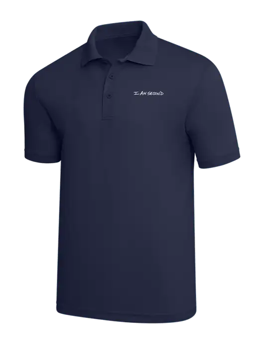 Navy PosiCharge RacerMesh Polo w/I Am Second Logo