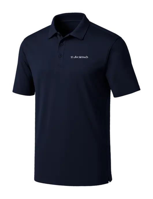 Navy Silk Touch Performance Polo w/I Am Second Logo