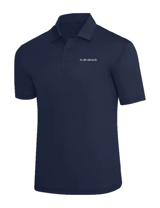 Navy Silk Touch Polo w/I Am Second Logo