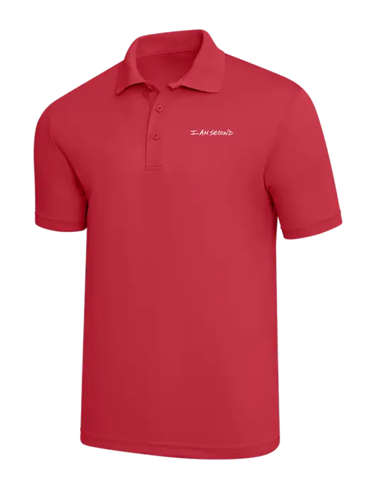Red PosiCharge RacerMesh Polo w/I Am Second Logo