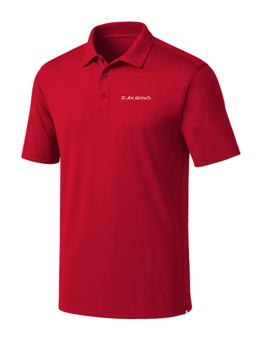 Red Silk Touch Performance Polo w/I Am Second Logo
