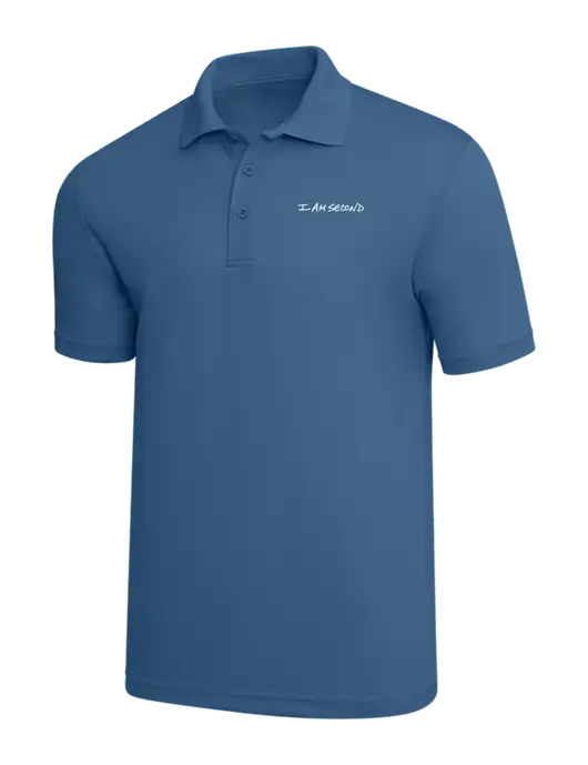 Slate Blue PosiCharge RacerMesh Polo w/I Am Second Logo