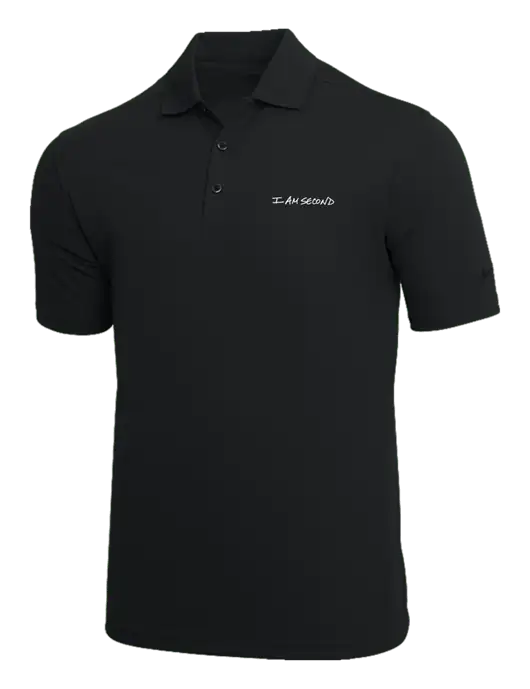 NIKE Black Dri-Fit Micro Pique Polo w/I Am Second Logo