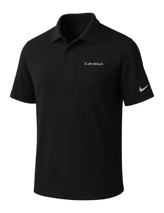 NIKE Black Dri-Fit Micro Pique Polo w/I Am Second Logo