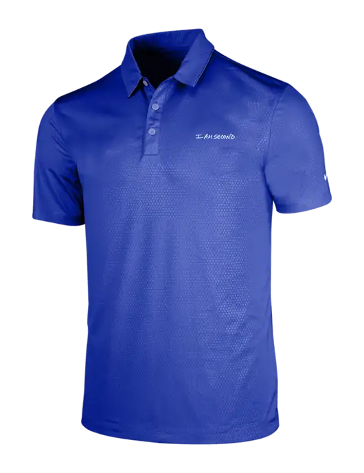 NIKE Dark Royal Dri-Fit Embossed Tri-Blade Polo w/I Am Second Logo