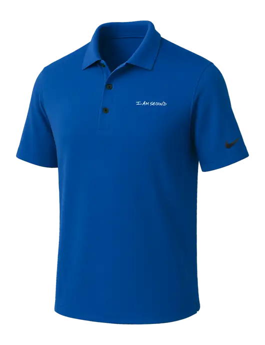 NIKE Dark Royal Dri-Fit Micro Pique Polo w/I Am Second Logo