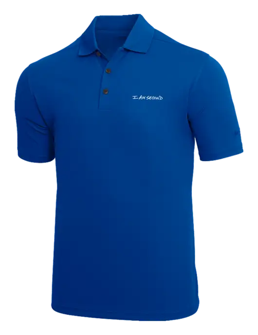 NIKE Dark Royal Dri-Fit Micro Pique Polo w/I Am Second Logo