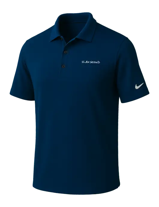 NIKE Navy Dri-Fit Micro Pique Polo w/I Am Second Logo