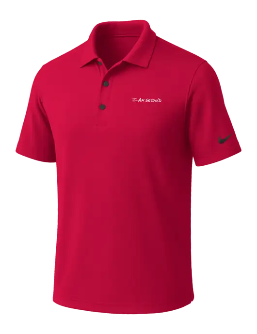 NIKE Red Dri-Fit Micro Pique Polo w/I Am Second Logo
