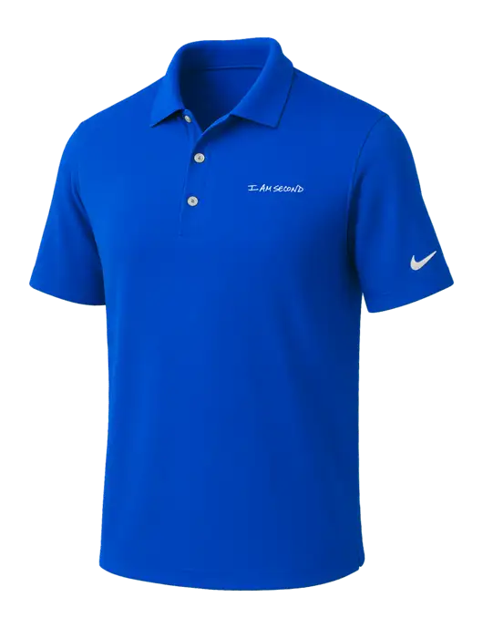 NIKE Royal Dri-Fit Micro Pique Polo w/I Am Second Logo