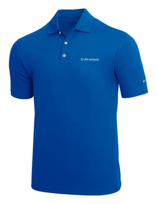 NIKE Royal Dri-Fit Micro Pique Polo w/I Am Second Logo