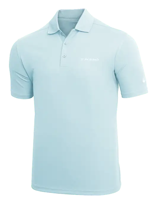 NIKE Very Light Blue Dri-Fit Micro Pique Polo w/I Am Second Logo