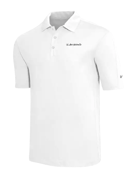 Nike White Tech Sport Dri-FIT Polo w/I Am Second Logo