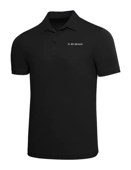 TravisMathew Black Solid Oceanside Polo w/I Am Second Logo