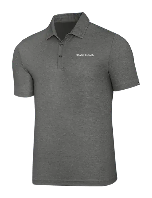 TravisMathew Grey Heather Oceanside Polo w/I Am Second Logo