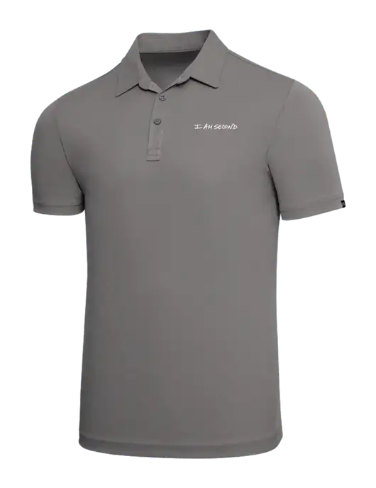 TravisMathew Grey Solid Oceanside Polo w/I Am Second Logo