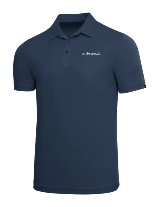 TravisMathew Navy Solid Oceanside Polo w/I Am Second Logo