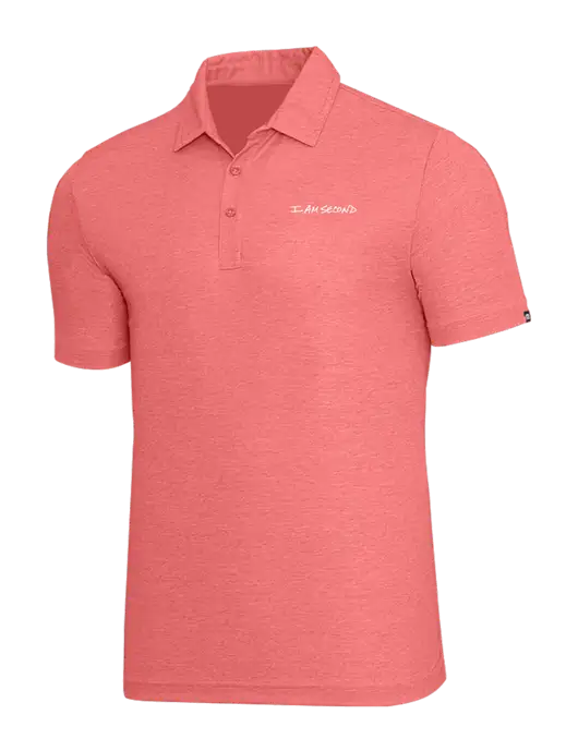 TravisMathew Red Heather Oceanside Polo w/I Am Second Logo