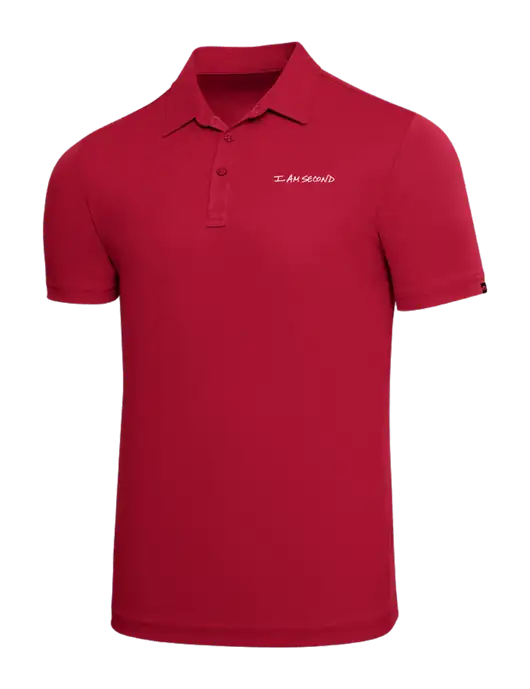 TravisMathew Red Solid Oceanside Polo w/I Am Second Logo