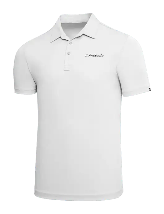 TravisMathew White Solid Oceanside Polo w/I Am Second Logo