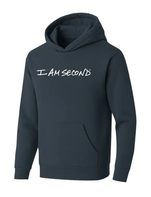 BELLA+CANVAS Dark Grey Sponge Fleece Pullover Hoodie w/I Am Second Logo