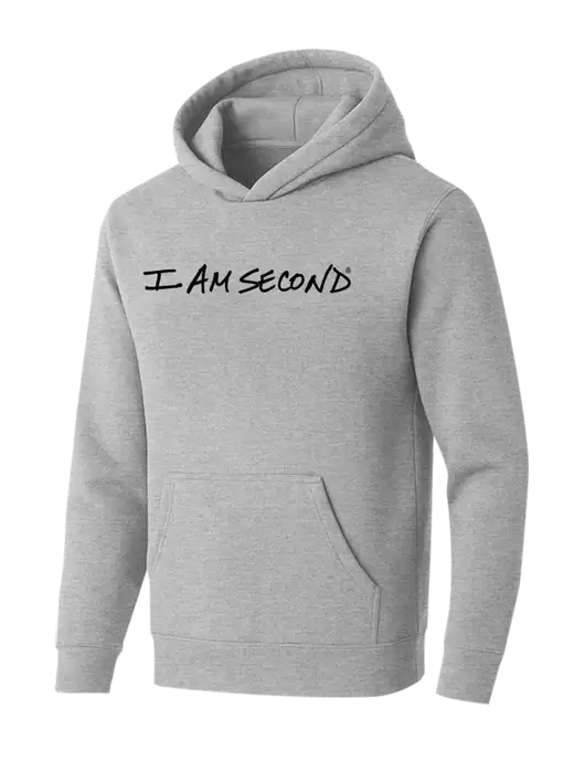 BELLA+CANVAS Light Grey Heather Sponge Fleece Pullover Hoodie w/I Am Second Logo