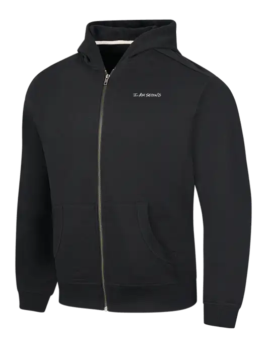 Black Re-Fleece Full-Zip Hoodie w/I Am Second Logo
