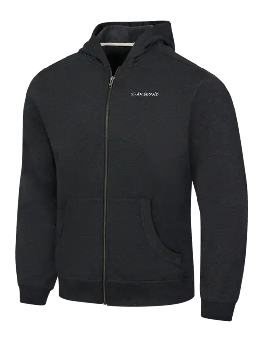 Charcoal Heather Re-Fleece Full-Zip Hoodie w/I Am Second Logo