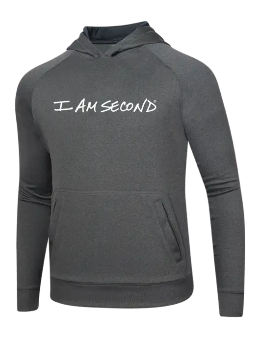 Tech Graphite Heather Fleece Hooded Sweatshirt w/I Am Second Logo
