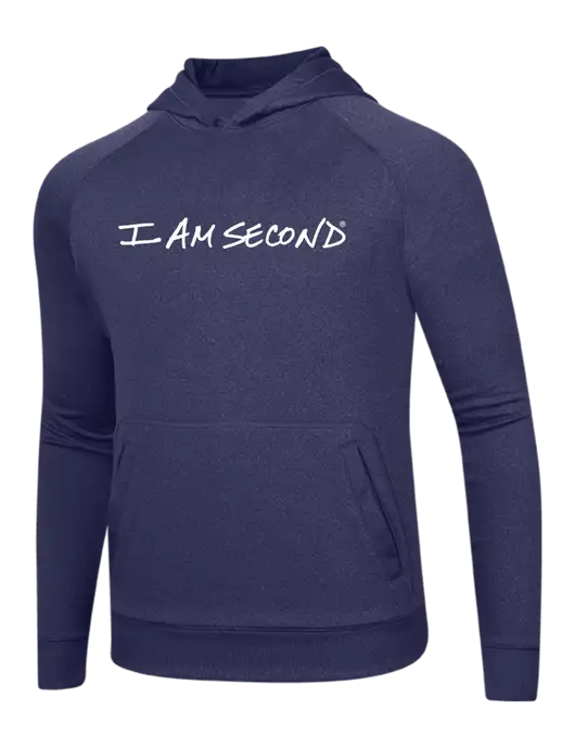 Tech True Navy Fleece Hooded Sweatshirt w/I Am Second Logo