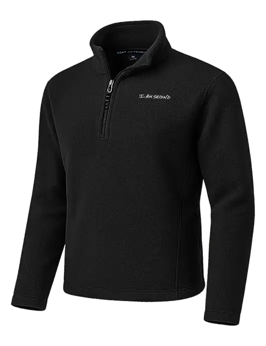 Black Fleece 1/4-Zip Pullover w/I Am Second Logo