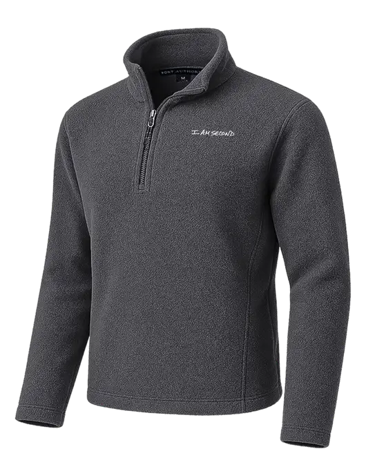 Dark Grey Fleece 1/4-Zip Pullover w/I Am Second Logo