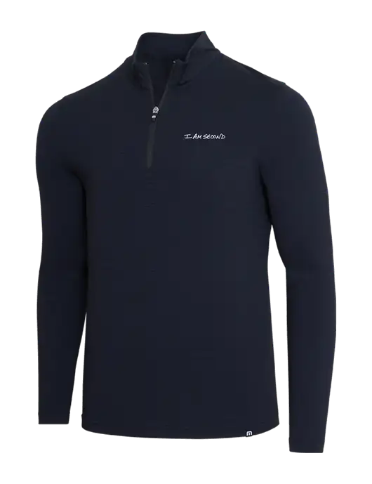 TravisMathew Black Crestview 1/4 Zip w/I Am Second Logo