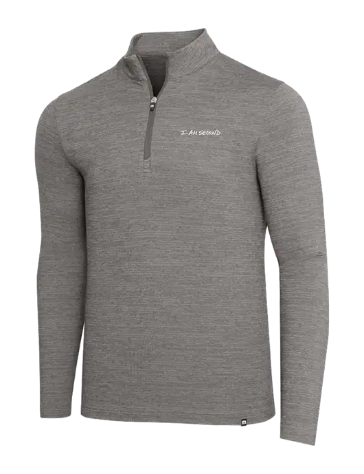 TravisMathew Medium Grey Heather Crestview 1/4 Zip w/I Am Second Logo