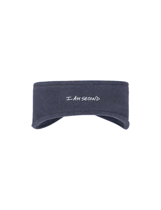 Navy Stretch Fleece Headband w/I Am Second Logo