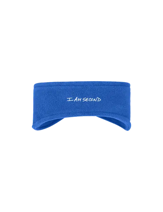 Royal Stretch Fleece Headband w/I Am Second Logo