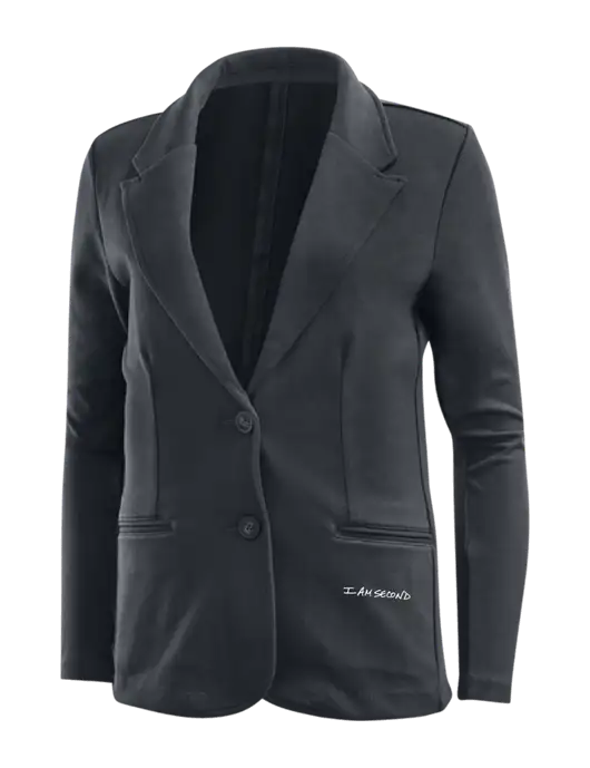 Charcoal Grey Womens Knit Blazer w/I Am Second Logo