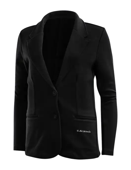 Black Womens Knit Blazer w/I Am Second Logo