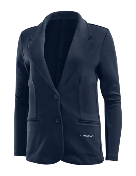 Deep Navy Womens Knit Blazer w/I Am Second Logo