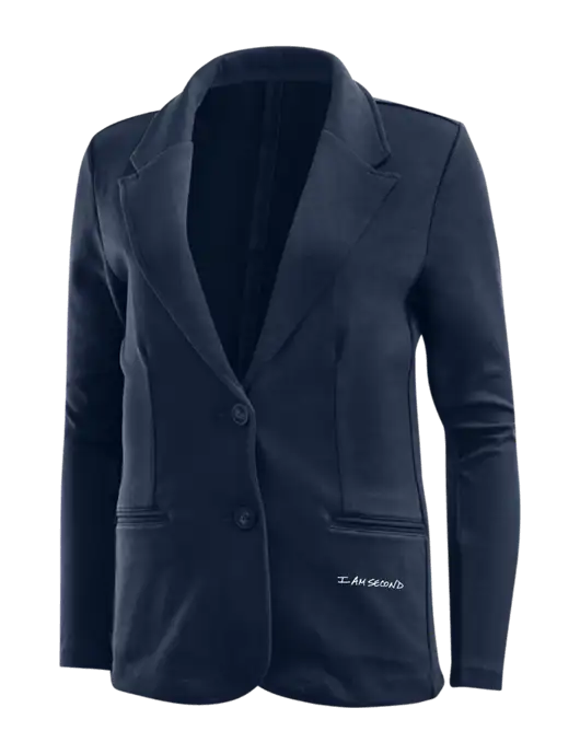 Deep Navy Womens Knit Blazer w/I Am Second Logo