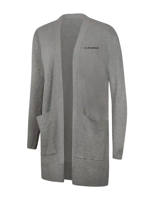 Mercer+Mettle Womens Light Grey Heather Open Front Cardigan Sweater w/I Am Second Logo